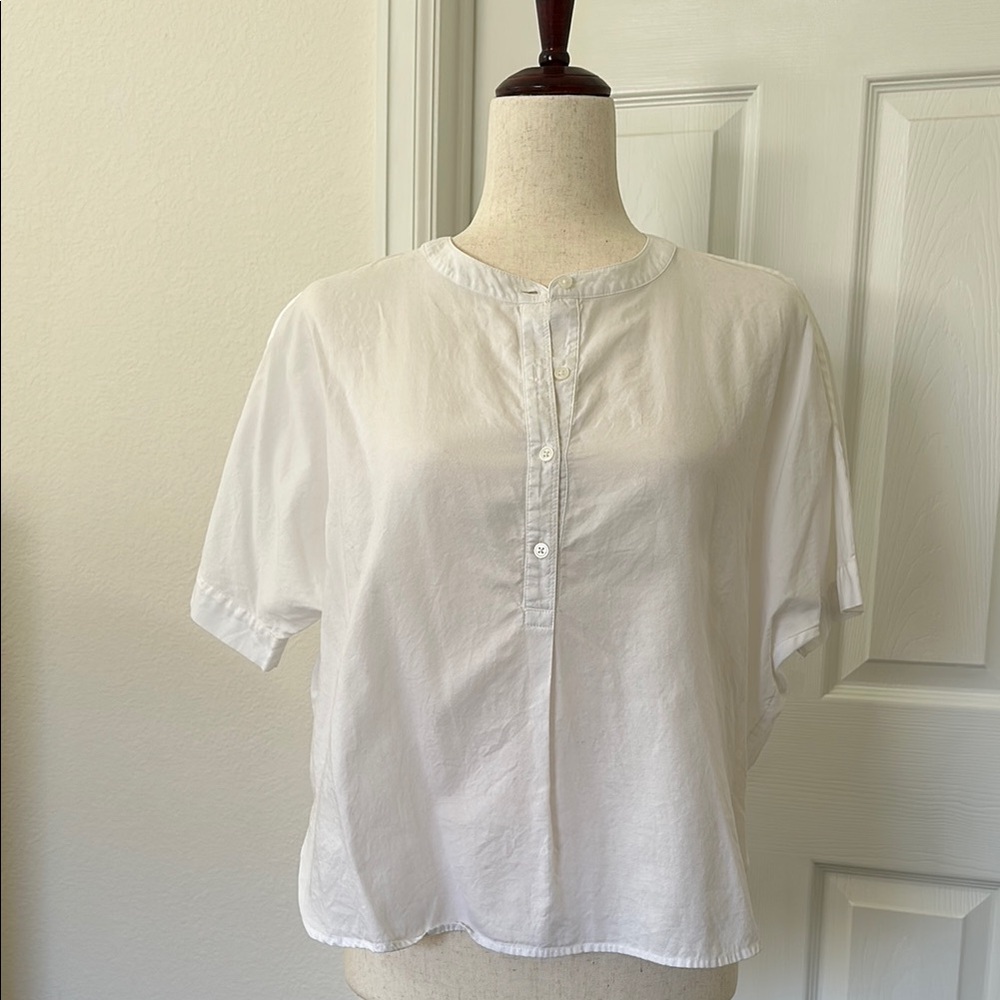 LOFT | Breezy White Cotton Short Sleeve Blouse SP